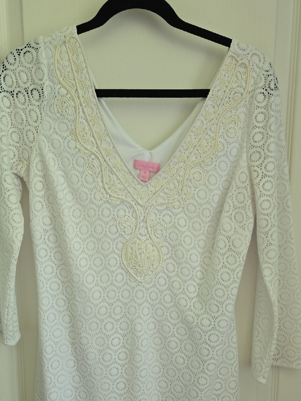 Lilly Pulitzer White Dress with Cream Embroidered Lace
